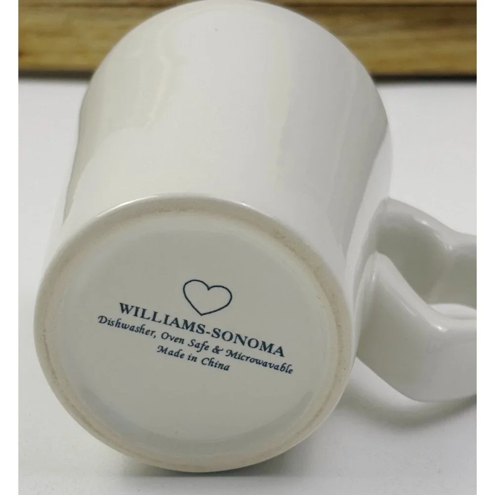 Williams Sonoma White Heart Handle Mug Minimalist Coffee Cup